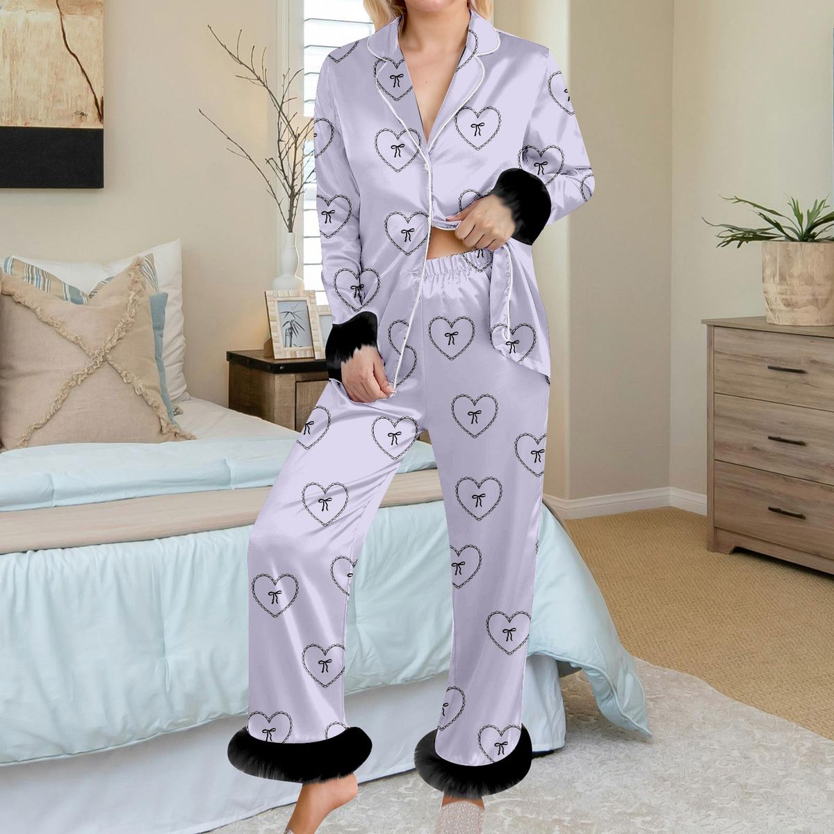 Women's Clothing Women's Fleece-Lined Button-Down Pajama Set – Stylish 3D Print, Loose-Fit Lounge Wear For Fall (S-6XL, 29 Trendy Colors)_ecoleips.com