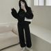 Korean-Style Women’s Fleece-Lined Sweatshirt & Pants Set – Winter Loose Fit Casual Outfit (M-XXXL, Gray/Pink/Black, Slim & Fleece-Lined Options)_ecoleips.com