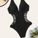 Women's Clothing Swimsuit Women's One Piece Solid Color Lace Up Hollow Sexy Backless Bikini Beach Vacation Swimsuit_ecoleips.com