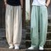 Suitable For All Seasons French Style Cotton Women's Plus Size Slimming Linen Wide Leg Fashion Loose Straight Long Pants For Women_ecoleips.com