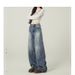 Blue Street Loose Wide Leg Jeans For Women 2025 New Style American Design High Waist Drop Bending Knife Pants_ecoleips.com