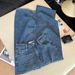 Women's Clothing Women's High-Waisted Straight Leg Jeans Blue Floral And Rhinestone Embroidery Retro Wide Leg Design For Spring And Autumn_ecoleips.com