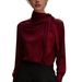 Satin Ribbon Women's Shirt Stand Collar Long Sleeve Luxury Commuting Relaxed Everyday Wear Comfortable Feshion_ecoleips.com