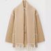Women’s Fashion Wool-Like Coat – Oversized Tweed Jacket With Scarf & Fringe, Elegant U-Neck, Long Sleeve, Boho Chic_ecoleips.com