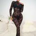 Women's Slim Fit Lace Jumpsuit Long Sleeve Black Jacquard See Through Elegant Hollow Out Sexy Summer Romper_ecoleips.com