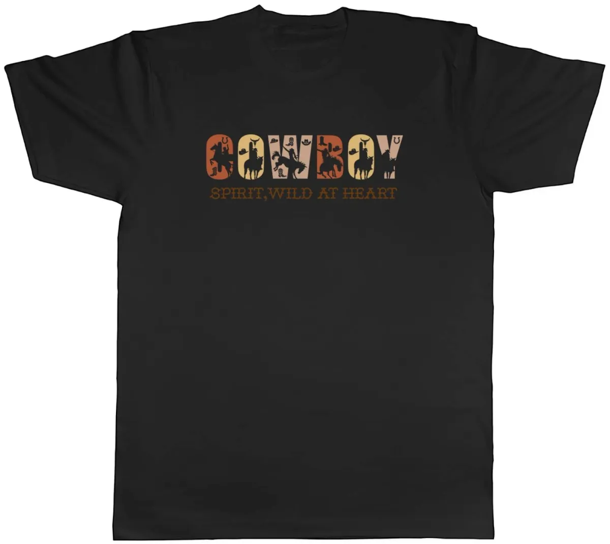 Women's T-Shirts Cowboy Spirit Mens T-Shirt Wild At Heart Horse Riding Lover Tee Gift_ecoleips.com