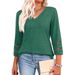 2026 New European And American Fashion Loose V-neck Three-Quarter Sleeve Women's Knit Sweater Casual Top With Hollow_ecoleips.com