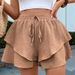 Aria Basics Aria Basics 2026 Summer Casual Ruffle Shorts European And American Foreign Trade Women's Textured Layered Wide-Leg Pants_ecoleips.com