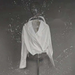 Fashion White Silhouette Shirt Women's Stand Collar Cross Loose Long Sleeves Sense Of Design Blouse New P58Q_ecoleips.com