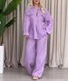 Women's Fashion Loose Fit Two Piece Set Short Sleeve Top Elastic Waist Pants Casual Comfort_ecoleips.com