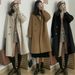 Elegant Tweed Coat For Women - Classic Long Sleeve Double Breasted Overcoat With Pockets, Loose Fit Mid-Length Winter Coat In Black & Camel_ecoleips.com