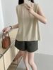 K Design Sense: Back Slit Round Neck Vest, Women's Casual Commuting Versatile Sleeveless Top_ecoleips.com