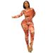 Women’s Floral Print Long-Sleeve Turtleneck & Slim-Fit Pants Set – Sexy Fall Outfit (Red, S/M/L)_ecoleips.com