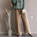 Women's Clothing Corduroy Loose Fit Autumn Pants For Mothers Elastic Waist Wide Legs Women's Bottoms_ecoleips.com