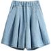 Women's Clothing Ice Silk Denim Shorts Women's High Waist Summer Thin New Pants Skirt Large Size Fat Mm Slim Tencel Shorts_ecoleips.com