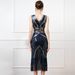 Women's Clothing sexy sequined deep V-neck dance host performance dress cocktail party sleeveless mesh dress_ecoleips.com