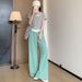 Suitable For All Seasons H348 Breathable Anti-Mosquito Yamamoto Women Thin High Waist Draped Casual Straight Spring Autumn Lazy Style Wide Leg_ecoleips.com