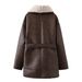 Two-Tone Faux Fur Trench Coat – French-Inspired Oversized Women’s Outerwear With 3D Texture, Boho Chic & Street Style (Brown/Black, XS-L)_ecoleips.com