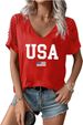Womens Cut Out V Neck T-Shirts Boho Floral Graphic Tee Summer Cold Shoulder Tops Cute Wildflower Short Sleeve Blouse_ecoleips.com