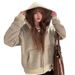 High-end Striped Hooded Casual Loose American Style Sweatshirt For Women 2025 Autumn New Unique Top_ecoleips.com