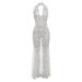 Women’s Clothing Women's Summer New Style Temperament Lace Hollow Halter Neck Long Skirt Sexy Backless Solid Color Dress_ecoleips.com