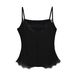 Women's Clothing Summer Hot Girl Sexy Slim Lace Edge Round Neck Camisole Female Pure Desire Tight Sleeveless Top Vest_ecoleips.com