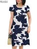 ZANZEA Holiday O Neck Short Sundress Floral Print 2024 Summer Short Sleeve Women Knee-length Dress Fashion Casual Beach Vestidos_ecoleips.com