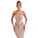 Women's Clothing Sexy Trendy Backless Tube Top Hip Long Skirt Knitted Suit_ecoleips.com