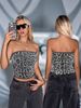 Aria Basics Aria Basics Cross-border European And American Style New Street Fashion Women's Clothing Sexy Leopard Print Sequin Crop Top_ecoleips.com