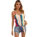 In Stock-51195#European And American Style Casual Chiffon Camisole Women's New Fashion Striped Sleeveless V-neck Top_ecoleips.com