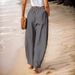 Women's Cotton Linen Wide Leg Pants Casual High Waisted Palazzo Trousers With Pockets Loose Fit Beach Yoga Lounge Pants_ecoleips.com