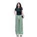 Women's Clothing Asian Style Summer T-Shirt And Wide Leg Pants Set Solid Color Tight Short Sleeve Two-Piece Outfit_ecoleips.com