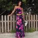 Summer Fashion Hot Girl Printed Vacation Set Sexy Lady Strapless Top High Waist Long Skirt For Women_ecoleips.com