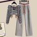Women's Clothing Hooded Sweatshirt Women Spring And Autumn Thin Loose Casual High End Color Stripe Letter Casual Pants_ecoleips.com