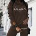 Women's European American Style Spring Autumn Fashion Hooded Two Piece Set Casual Letter Print Vacation Wear_ecoleips.com