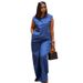 Women's Clothing Plus Size Women's Style Two Piece Set Summer Sleeveless Cargo Vest And Wide Leg Trousers Clothing Set_ecoleips.com