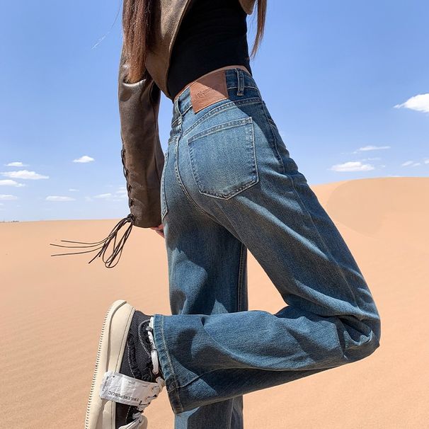 High-waisted Narrow Wide-leg Jeans For Women, Spring 2026 New Fashion, Floor-length, Loose, Slimming, Straight-leg Pants_ecoleips.com