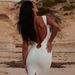 Women's Clothing Summer New Sexy V Neck Backless Slit Slim Dress_ecoleips.com