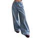 Light-washed High-waisted Non-tight-fitting Flared Jeans Women, Summer Vintage Loose Straight-leg Bell-bottom Pants For_ecoleips.com