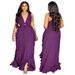Sexy Off-the-shoulder Temperament Ruffle Edge High Waist Exposed Umbilical Suspender Large Size Dress_ecoleips.com