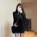 Women's Clothing Women's Pure And Sweet Spicy Style Black Long Sleeved Short Dress Spring Autumn High End Bodycon Knitted Dress_ecoleips.com