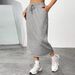 2025 Sports, Leisure, Commuting, Loose Elastic Waist, Solid Color Skirt, Split_ecoleips.com