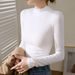 2025 High End Threaded Stand Up Collar T-Shirt For Women, Long Sleeved, 2025 Autumn Winter New Item, Slimming And Sexy Slim_ecoleips.com