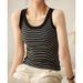 Women's Pure Cotton Striped Camisole Vest Summer Top to Cover Side Breasts All Match Outer Wear Inner Wear Bottoming_ecoleips.com