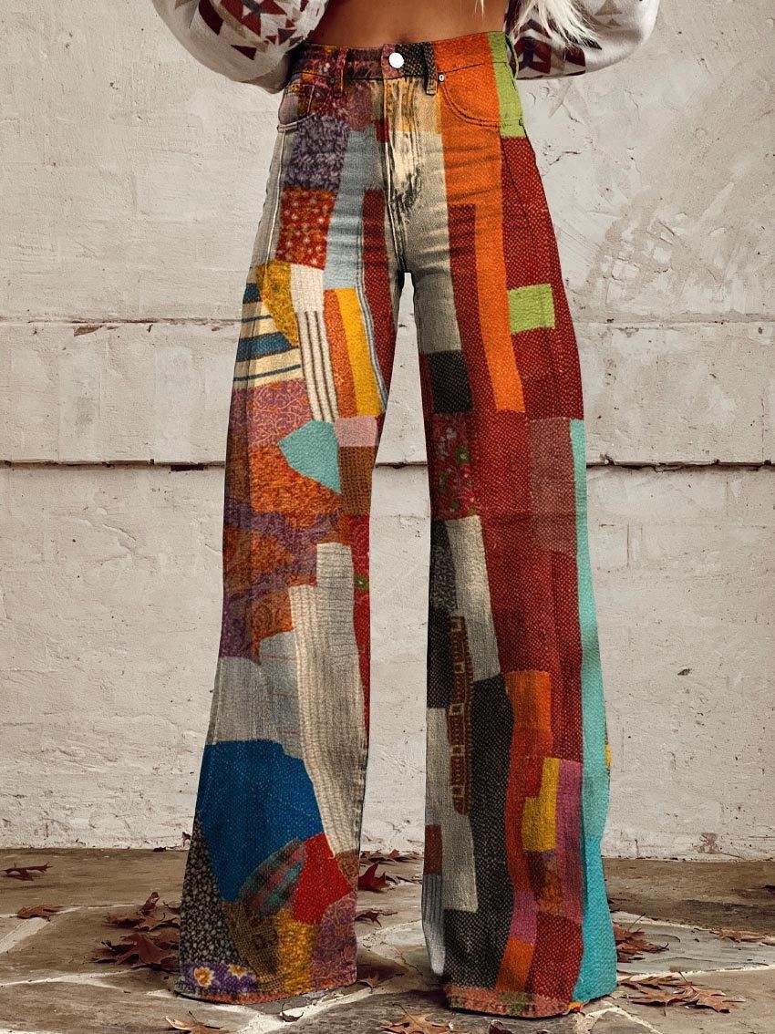 Women's Clothing 3d Digital Printing Bell Bottom Pants One Piece_ecoleips.com