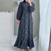 Women's Casual Long Sleeved Open Front Loose Printed Dress Button Neck Detail_ecoleips.com