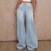 Women's Clothing Low Waist Wide Leg Pants Retro Washed Blue Slim Pants Spring_ecoleips.com
