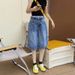 High Waisted Cropped Jeans Women's plus Size Stylish Design Loose Fit Slimming Straight Leg Wide Leg mid Length New Summer 2026 Style_ecoleips.com
