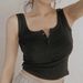 Tank Top For Women Ribbed Button Down Sleeveless Blouse Solid Color Casual Women's Teens Trendy Basic Summer Dresses_ecoleips.com