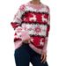 Cozy Christmas Deer Jacquard Knit Sweater Women's Loose Round Neck Casual Pullover Soft Yarn Top_ecoleips.com